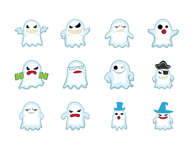 Ghost Emoji Set debut dribbble emoji emojiexperts expressions faces firstshot ghost smileys yellow