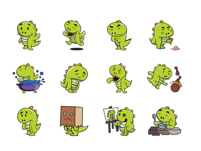 Cute Dino Emoji Set cute debut dino dragon dribbble emoji emojiexperts expressions faces firstshot smileys yellow