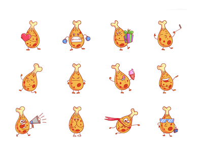 Chicken leg Emoji set