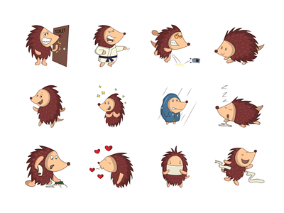 Hedgehog emoji set blue character debut dribbble emoji emojiexperts expressions faces firstshot funny hedgehig smileys