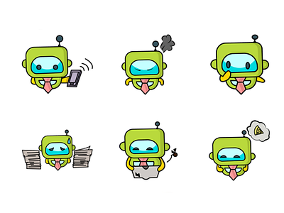 Cute robot emoji set cartoon character debut dribbble emoji emojiexperts expressions faces firstshot robot technical