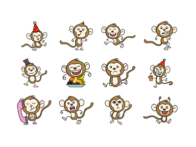 Monkey Emoji Set cartoon character dribble emoji emoji expert expressions happy monkey unique design