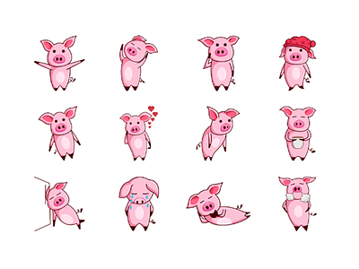 Oink The Cute Piggy Emoji Set cartoon character dribble emoji emoji expert expressions happy pig stickers unique
