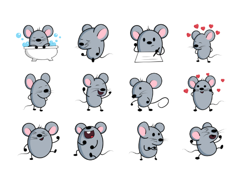 Cute Mouse Petro Sticker Set by Emoji Expert on Dribbble