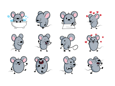 Cute Mouse Petro Sticker Set cartoon design dribble emoji emoji expert expressions happy mouse unique