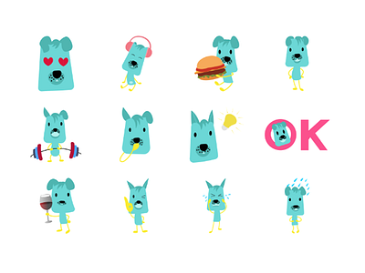 Dog Cartoon Emoji Set