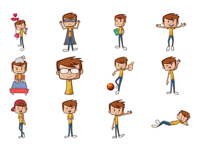 Cute Boy Emoji Set boy cute design dribbble emoji emojiexperts expressions illustration lovable set stickers typography