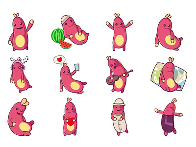 Cute Pink Insect Emoji Set