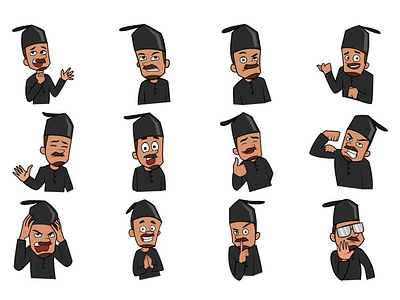 Muslim Man Emoji Set black cute design dribbble emoji emojiexperts expressions illustration man muslim set stickers