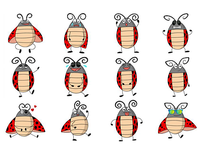 Ladybug Emoji Set cute design dribbble emoji emojiexperts expressions faces illustration lady bug set smileys stickers