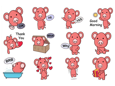 Cute Pig Emoji Set animal cartoon chat cute design dribbble emoji emojiexperts expressions faces illustration lovable pig pig cartoon set stickers