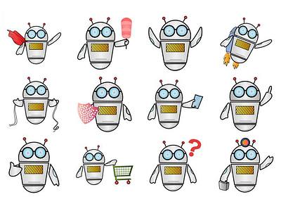 Cartoon Robot Emoji Set cartoon chat cute design dribbble emoji emojiexperts expressions illustration lovable robot set stickers