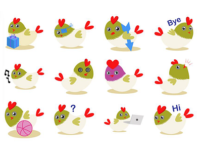 Cartoon Bird Emoji Set bird chat colorful cute design dribbble emoji emojiexperts expressions illustration lovable set smileys stickers