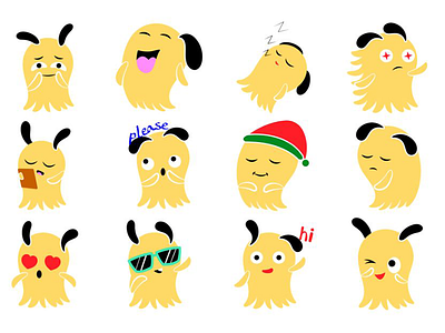 Yellow Monster Emoji Set cartoon character chat cute design dribbble emoji emojiexperts expressions faces illustration lovable set smileys stickers