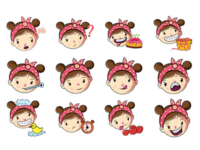 Smiley Girl Emoji Set chat cute design dribbble emoji emojiexperts expressions illustration set smileys stickers