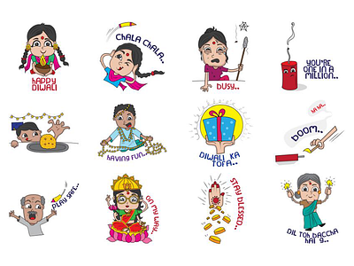 Diwali Cartoon Emoji Set