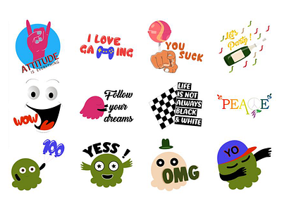 Text Sticker Emoji Set