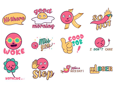 Cartoon Text Emoji Set cartoon chat cute design dribbble emoji emojiexperts expressions faces illustration lovable set smileys stickers typography