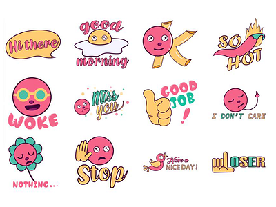 Cartoon Text Emoji Set