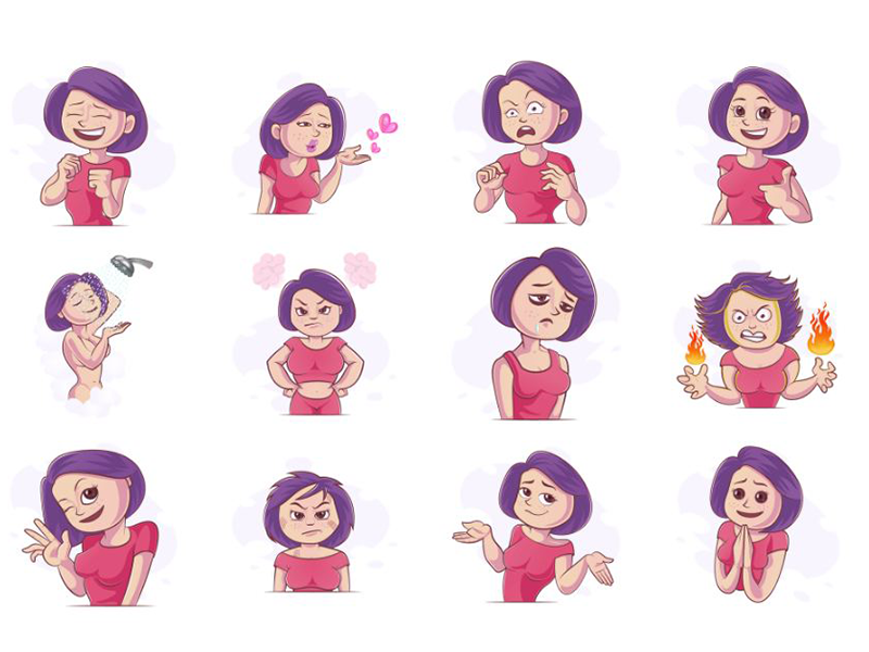 Miss Purple Hair Emoji Set By Emoji Expert On Dribbble