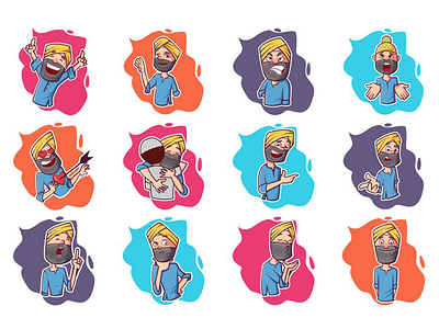 Punjabi Man Emoji Set cartoon chat cute design dribbble emoji emojiexperts expressions illustration lovable set stickers