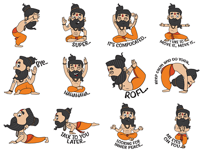 Baba Ramdev Emoji Set cartoon chat cute design emoji emojiexperts expressions illustration set stickers