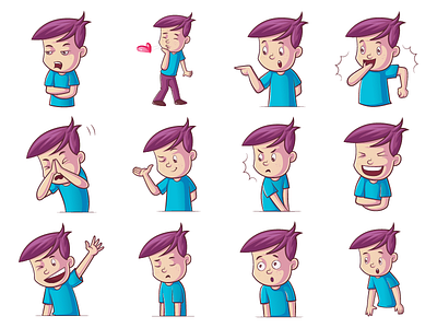 Cute Boy Emoji Set cartoon chat cute design dribbble emoji emojiexperts expressions faces illustration lovable set stickers