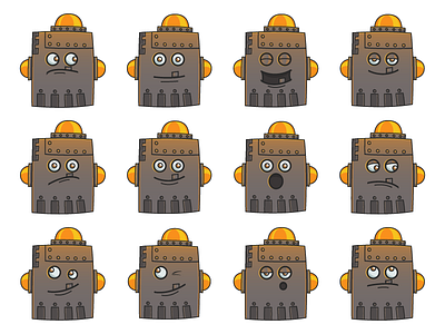 Robot Emoji Set cartoon cute design dribbble emoji emojiexperts expressions faces iron man robot set stickers