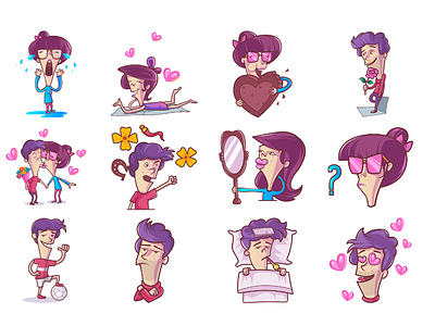 Couple Emoji Set cartoon chat cute design dribbble emoji emojiexperts expressions faces lovable set stickers
