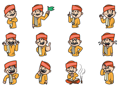 Cartoon Pandit Emoji Set cartoon chat cute design dribbble emoji emojiexperts expressions illustration set stickers