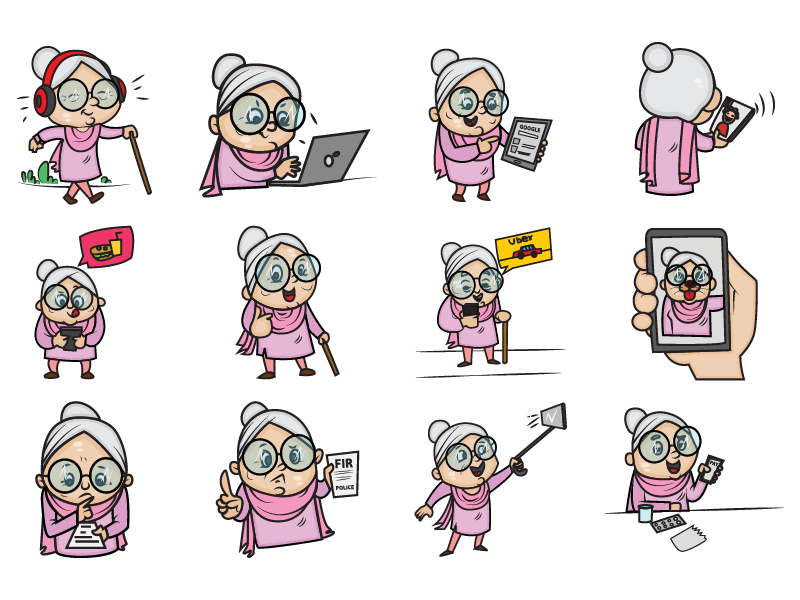 Cute Old Woman Emoji Set by Emoji Expert on Dribbble