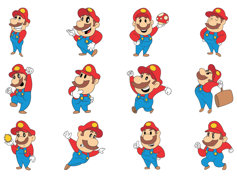 Mario Character Emoji Set.
