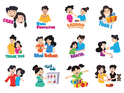 Cute Rakhi Emoji Set cute design emoji emojiexperts festival illustration lovable set shot