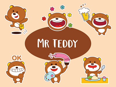 Mr Teddy Emoji Set cartoon chat cute design dribbble emoji emojiexperts illustration lovable set stickers