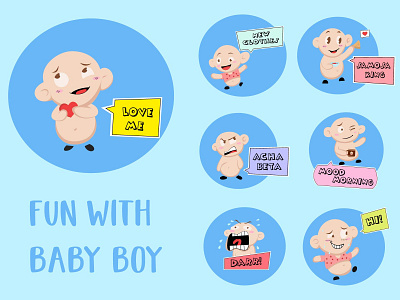 Baby Boy Emoji Stickers cartoon cute design dribbble emoji emojiexperts expressions illustration set stickers