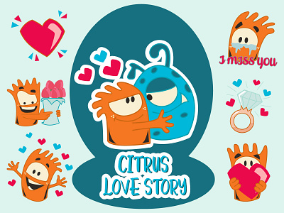 Citrus Love Story Emoji cartoon cute design dribbble emoji expressions lovable set shot stickers