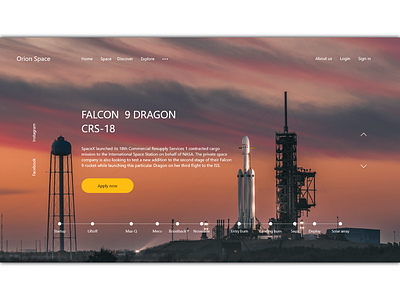 Falcon 9 Dragon adobe xd design landing page rocket space ux design
