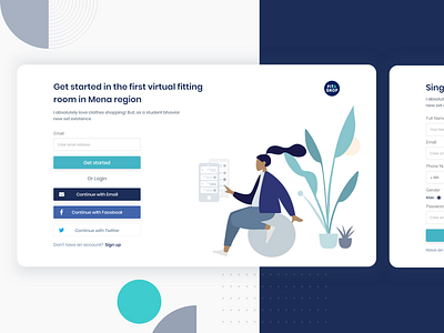 Get started with fit and shop illustration login registration schedule shop sign in sign up space typography ui ux vector xd