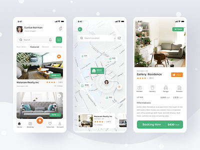 Property App app booking buy card clean debut holiday ios location mobile profile property real estate rent responsive sell ui