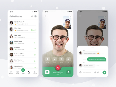 Chat App app call card chat chat app conference ios meeting mobile profile schedule timeline video video call voice