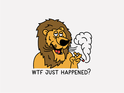 WTF just happened? character doodle dope lion smoke stoned tattoo vector weed