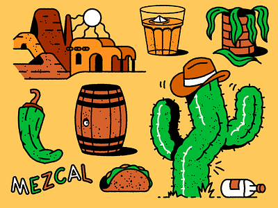 🤔🤔🤔 barrel cactus chili cowboy desert doodles drink farwest food house icon icondesign latinamerica mexico mezcal plant spirit succulent taco tortilla