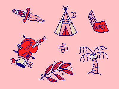 👁👄👁 arrow boxe bullets coconut dagger doodle eggdoodle fight icon icondesign illustration leaf noway palm sticker sword tattoo teepee tent ticket