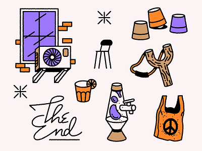 Random N.2 1969 bag chair doodle furniture glass glassy icon illustration illustrator lamp object peace tattoo theend type typography vector window wood