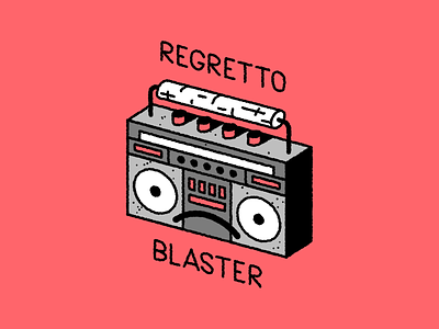 Regretto Blaster amp audio concert doodle eighties electronic ghettoblaster guitar hiphop icon icondesign illustration music note object rap regret sound speaker stereo