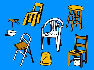 Just Chairs (No Tables Here) armchair chair character comfy cozy doodle eames furnituredesign house icon icondesign illustration interior logo metal pantone tattoo typography ui wood