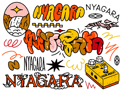 Nyagara band branding design doodle graphic design guitar icon icondesign illustration logo logotype music pedal tattoo typography ui waterfall