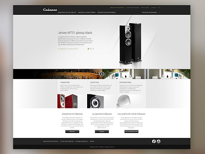 Site Vitrine / AO Cabasse interface luxury music performance photo editing sound speaker store ui ux webdesign website wordpress blog