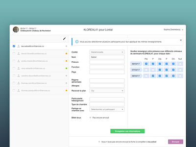 Framing / Interface Chateauform / Gestion de séminaire application design ergonomy framing interface listing product ui ui ux ui ux design ux web app web app design website