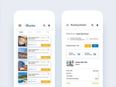 Ghurbo apps _ Hotel details screen air booking box flight ios search ticket travel ui